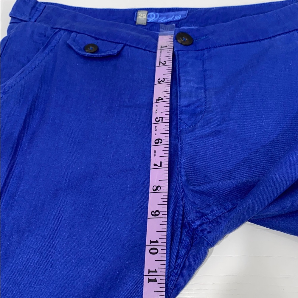 Level 99 Anthropologie Blue Linen Blend Wide Leg Trousers Size 29 - Picture 9 of 15